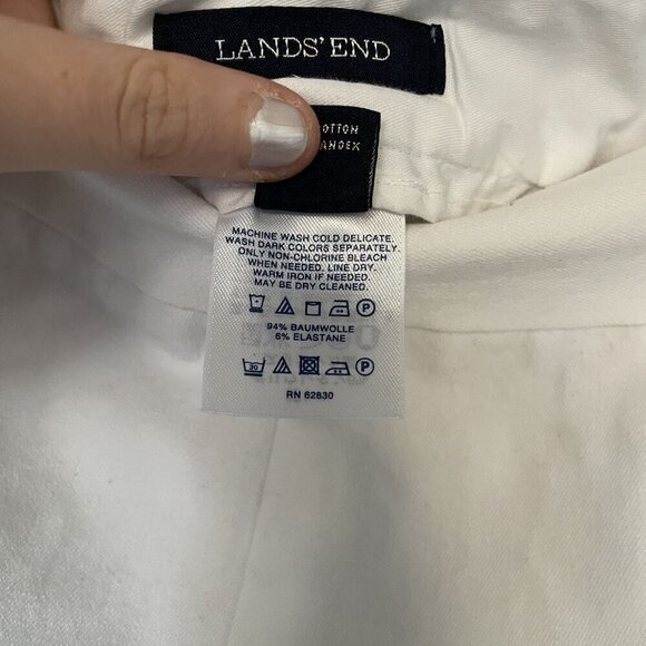 Lands End Womens Fit 2 White Stretch Cotton Blend Pants Size 12 side zip - Picture 5 of 7